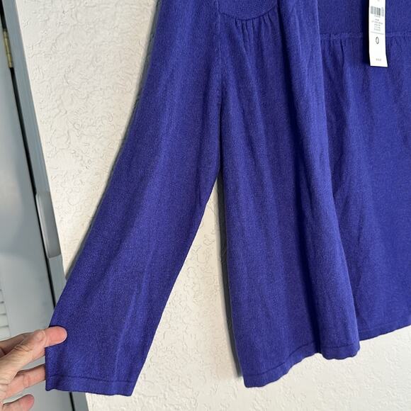 NEW Chico’s Silk Angora Rabbit Purple Cardigan Sweater Open Twee School Office - Picture 3 of 6